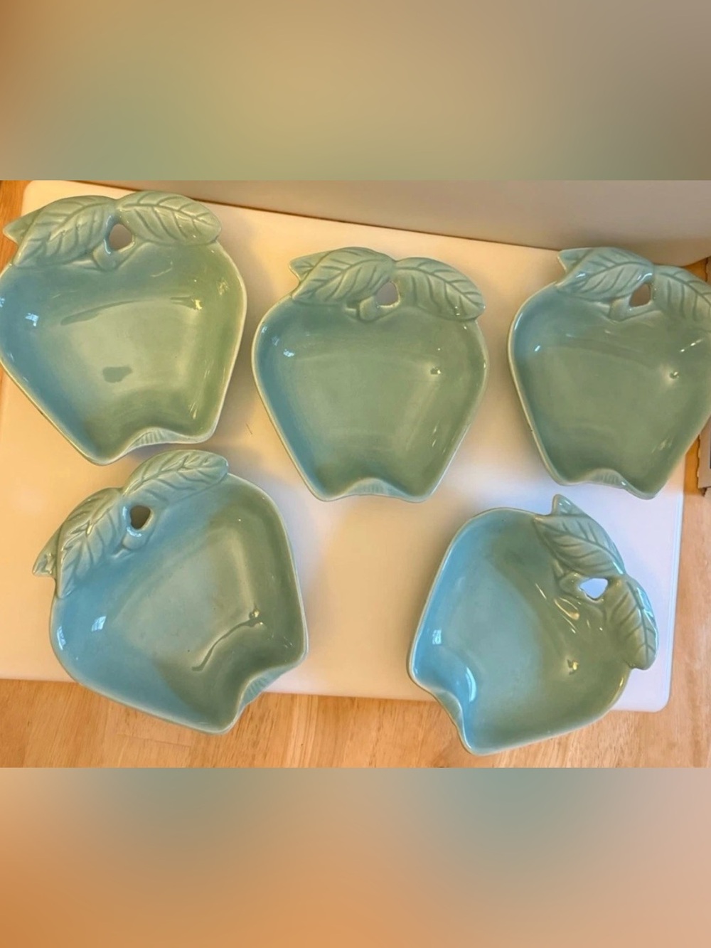 Vintage Hoenig of California Turquoise Apple Bowls – Set of 5 | MCM Pottery #734